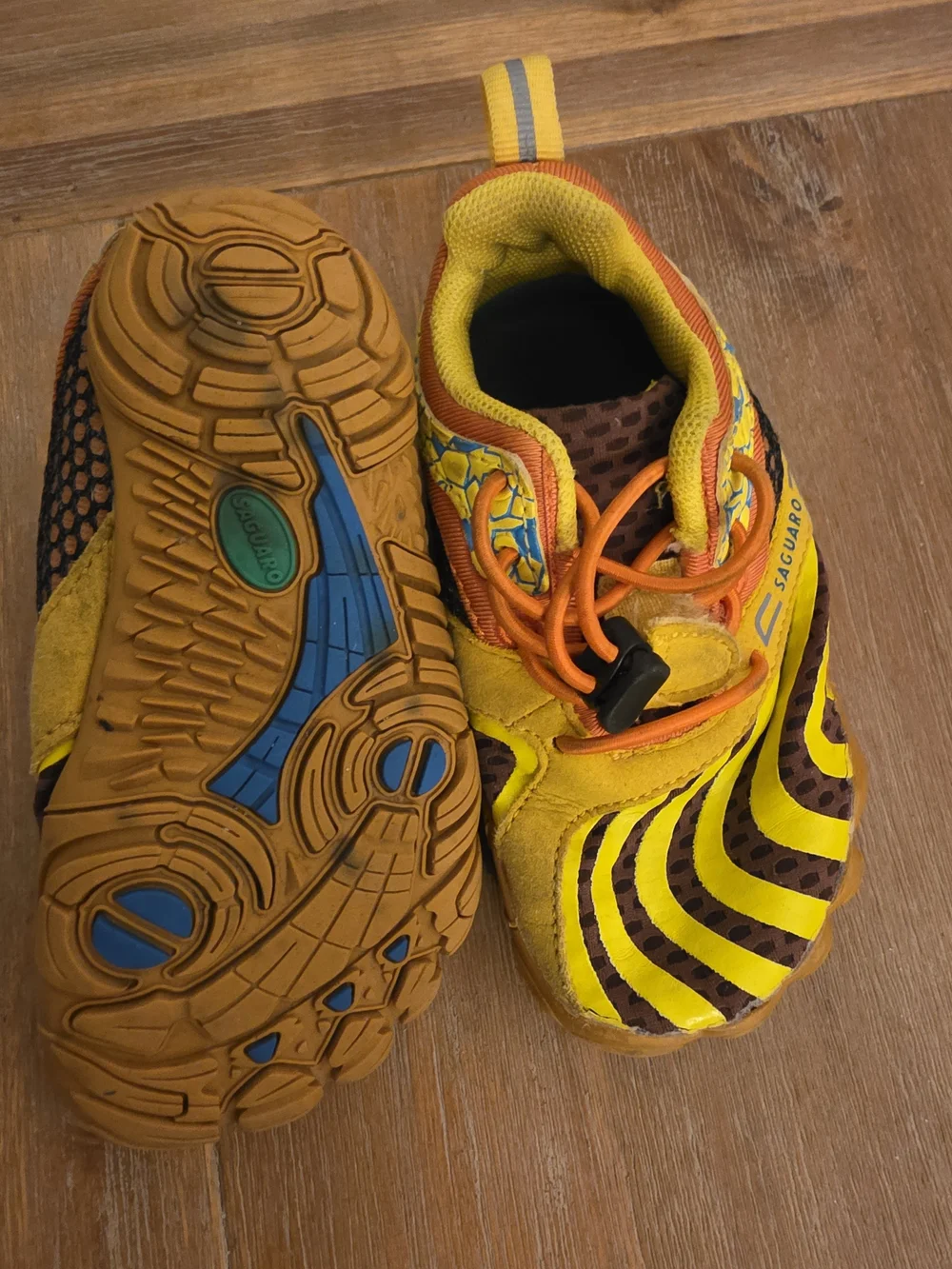 Toddler Saguaro Yellow & Orange Bearfoot Athletic Shoes ...Wide Toe Bed.